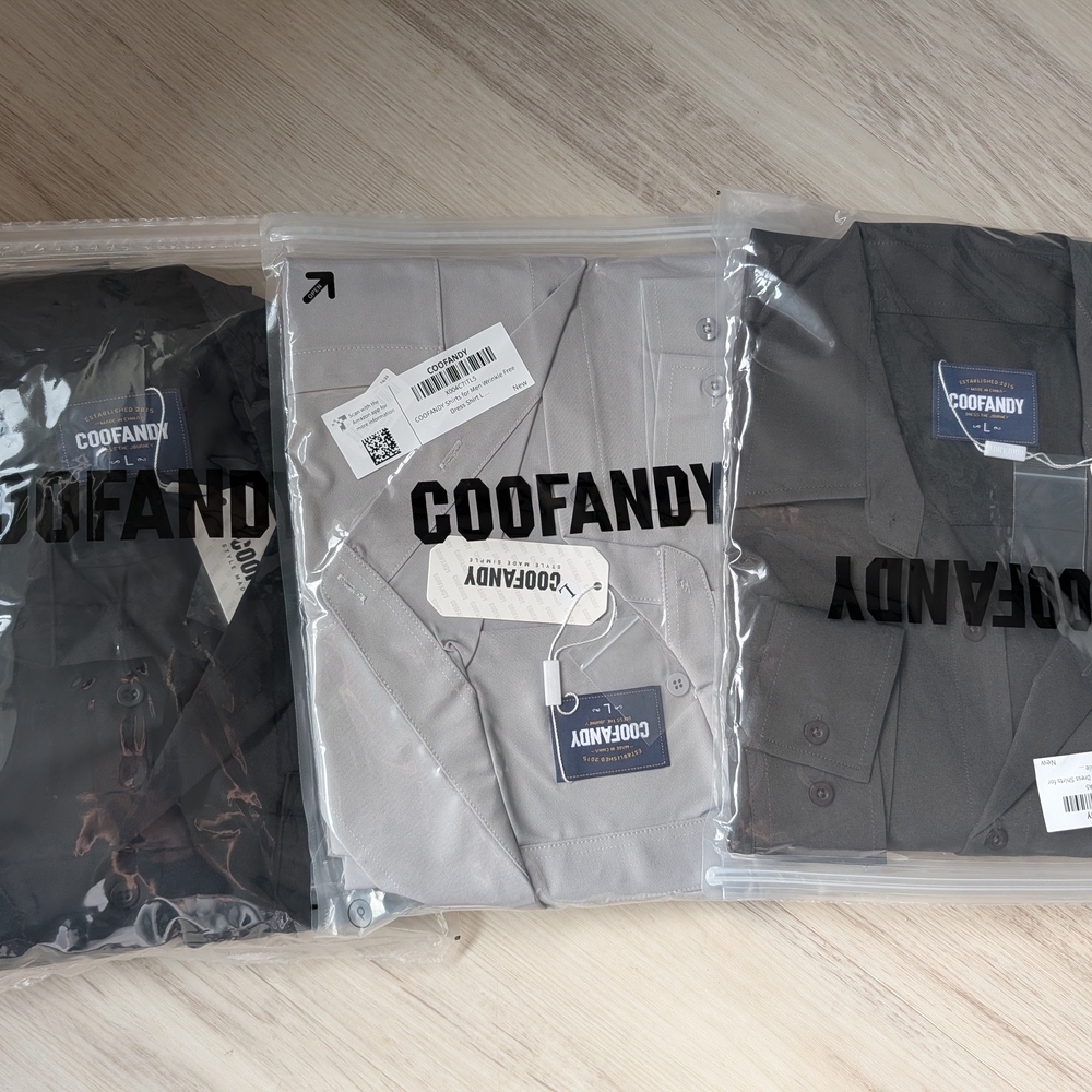 COOFANDY Men's Dress Shirt - Black, Gray, & Light Gray